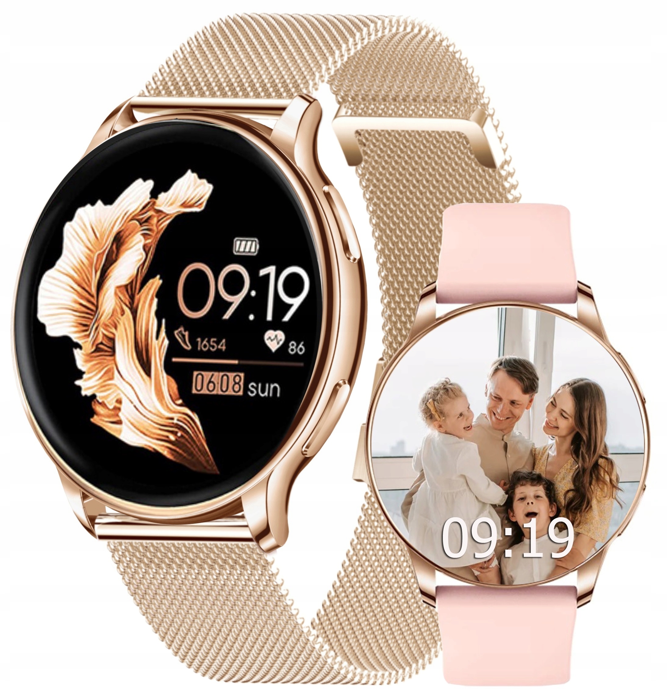 ELEGANCKI SMARTWATCH DAMSKI ROZMOWY POLSKIE MENU ZEGAREK DLA KOBIETY 2PASKI Marka Inna