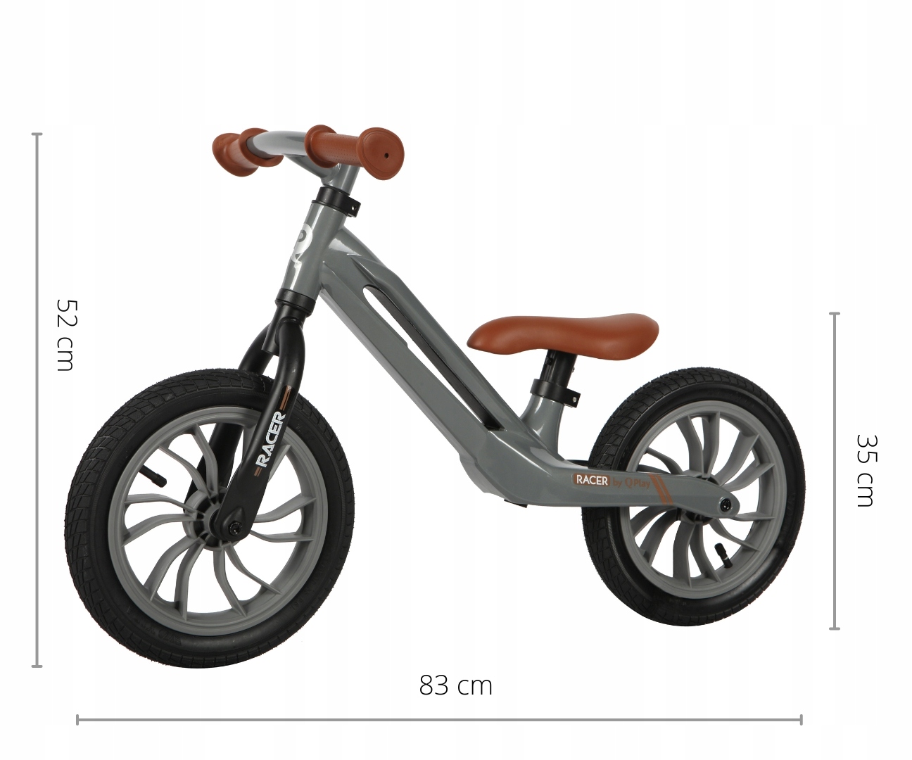 QPlay Racer Rowerek Biegowy 12" Szary Lekki