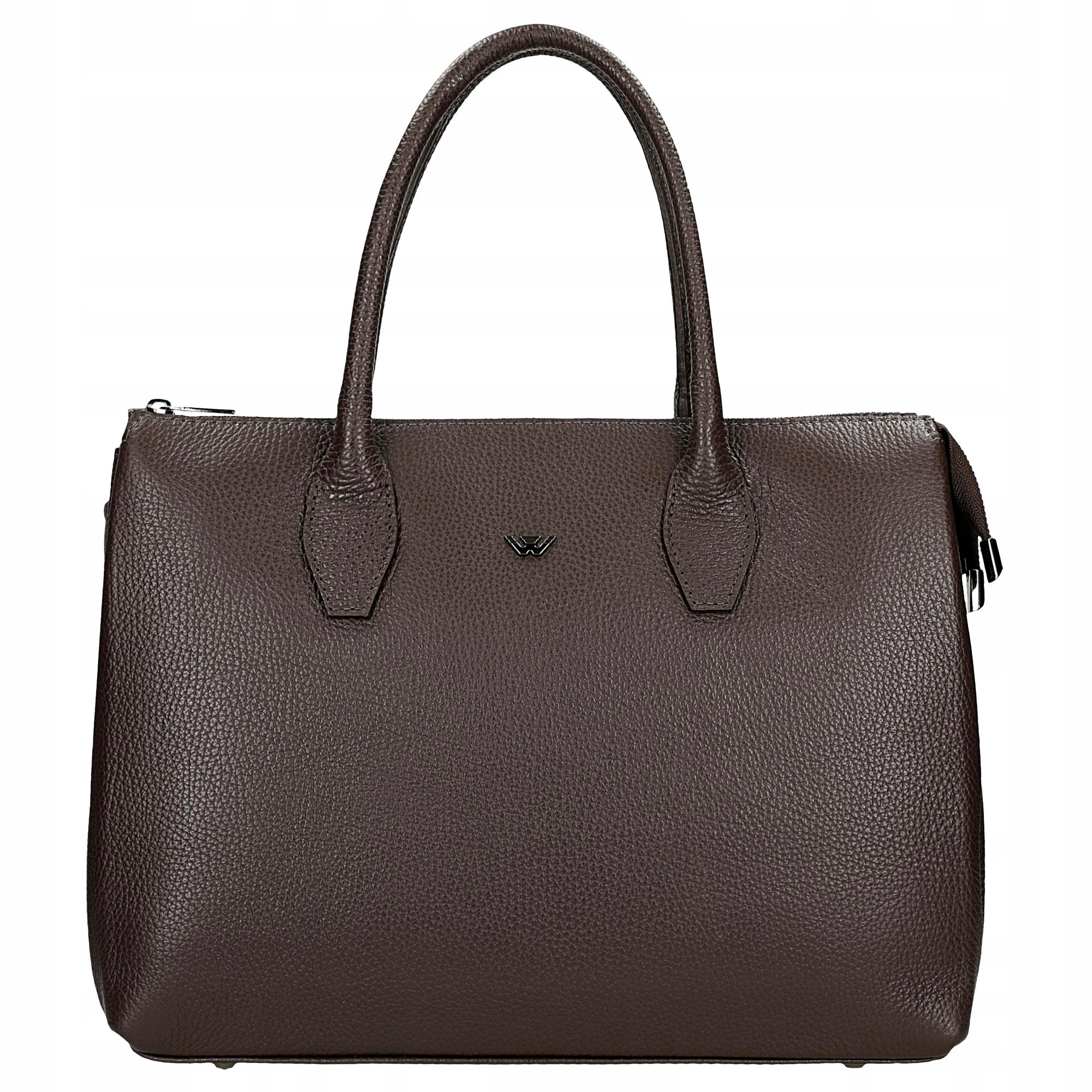 Hnědá dámská kožená kabelka typu kufřík Wojas