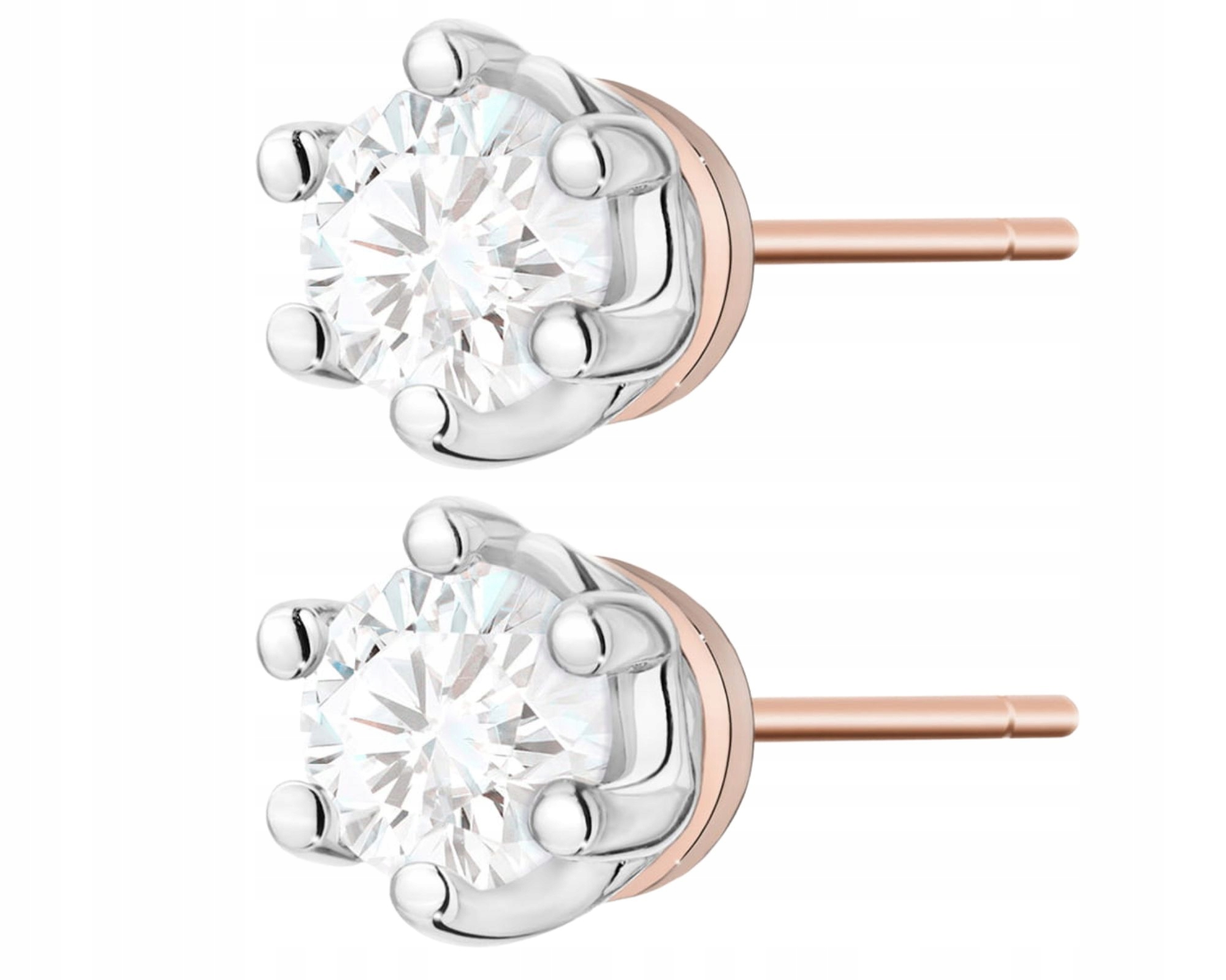 Náušnice z růžového zlata s brilianty, klasické
