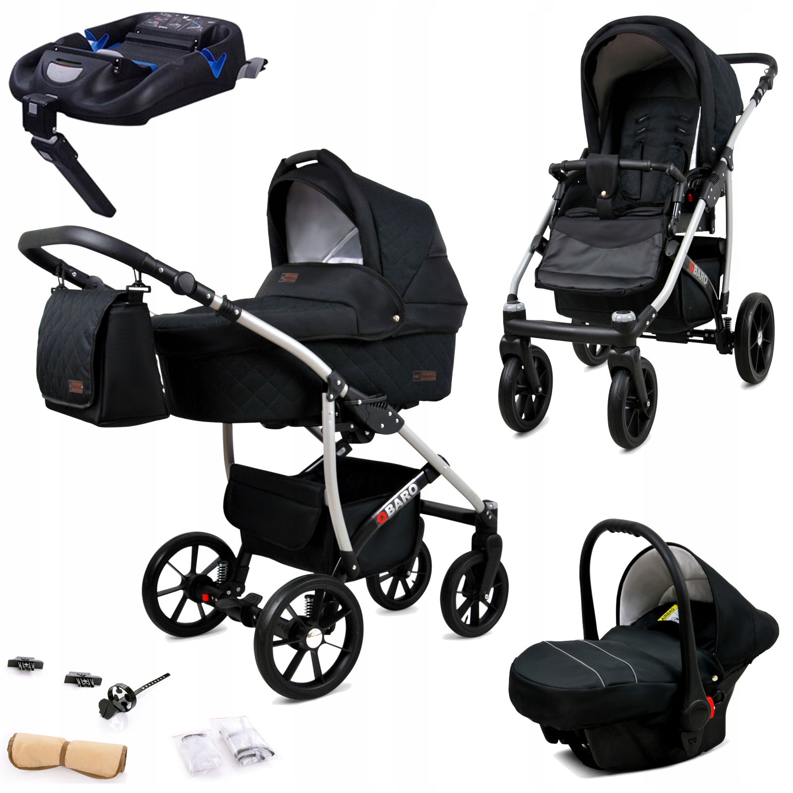 Wózek dziecięcy 4w1 BabyLux Qbaro spacerówka gondola fotelik baza Isofix