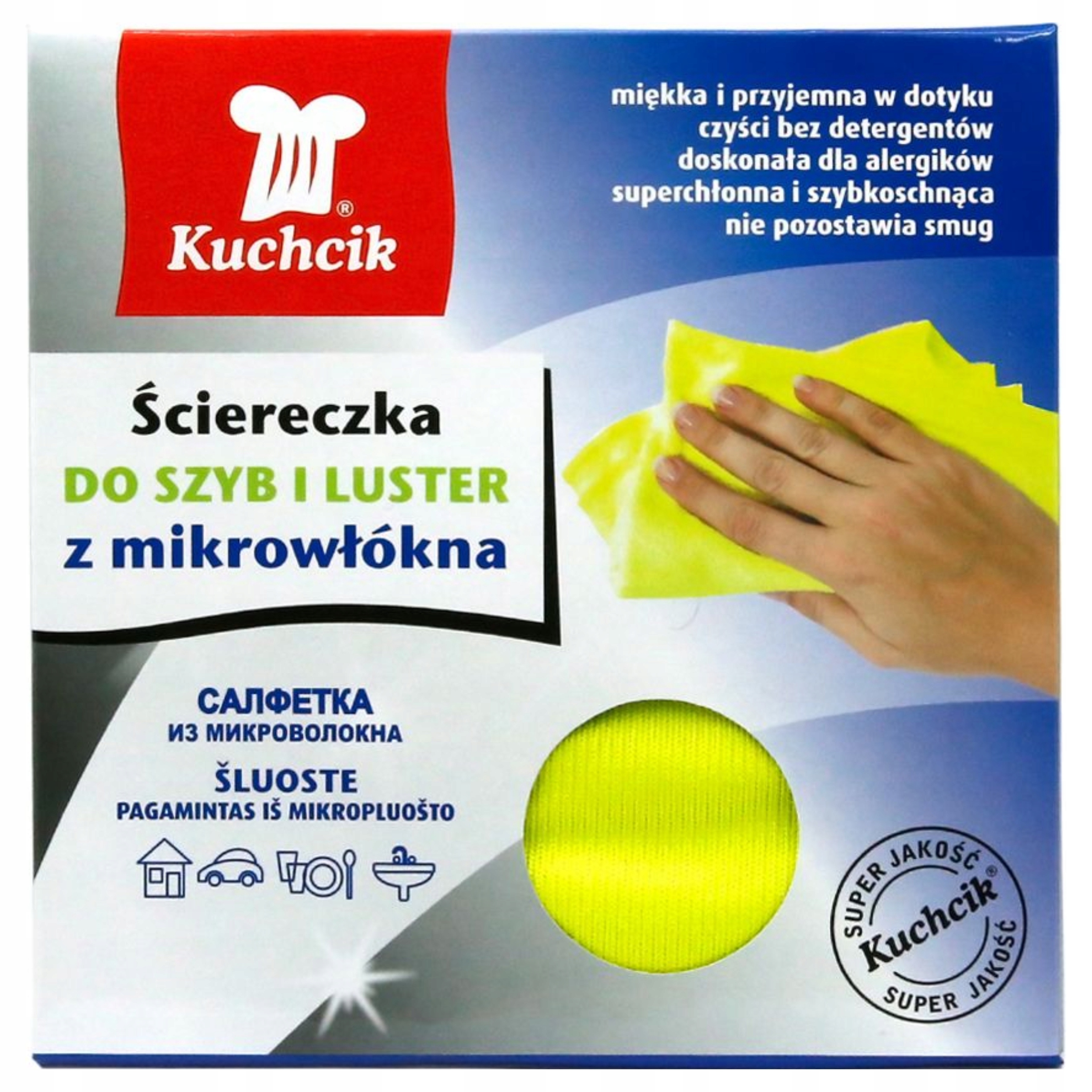 

Ścierka z mikrofibry mycia szyb lustra sucho mokro