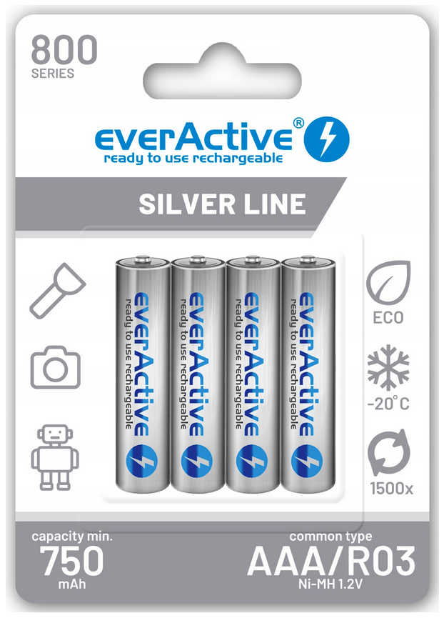 4x AKUMULATORKI R03/AAA 800 mAh EVERACTIVE BATERIE
