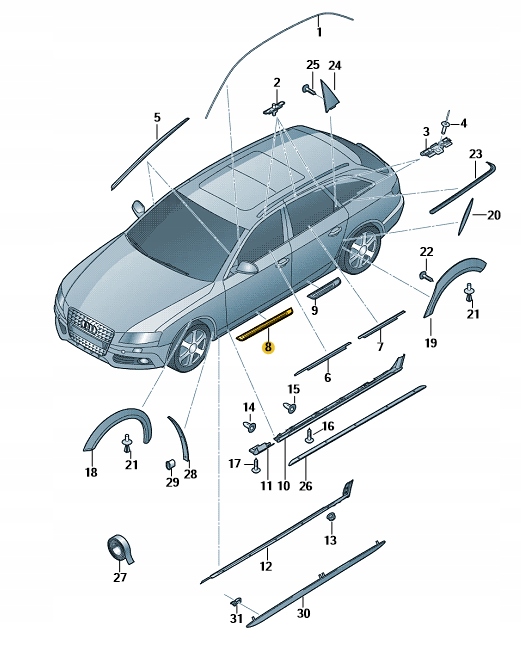 *LISTWA PROGOWA PRZEDNIA LEWA AUDI S4 B8 ORYGINAŁ Producent części Audi OE