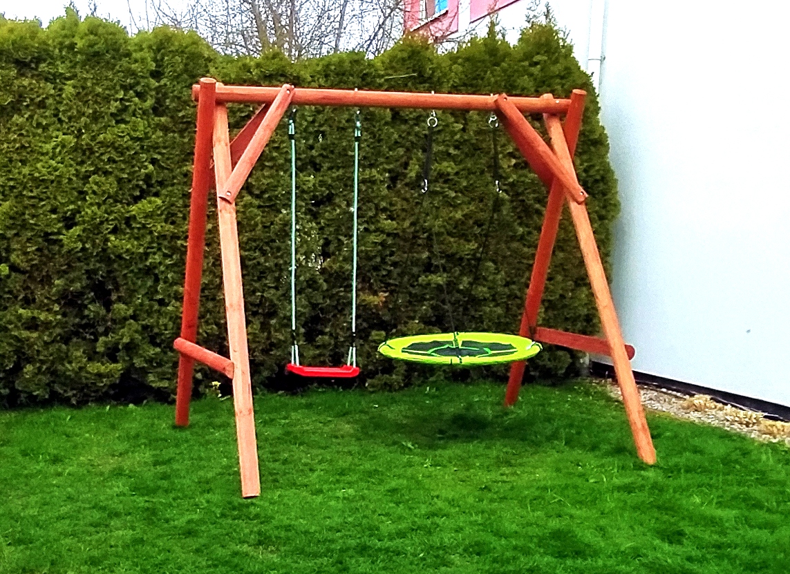 DREWNIANY PLAC ZABAW DO OGRODU HUŚTAWKA OGRODOWA SUPER-PLACE WESOŁY PLAC Wiek dziecka 18 m +