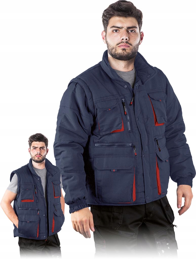 Kurtka robocza zimowa ocieplana odpinane rękawy 2 w 1 bezrękawnik r. XL