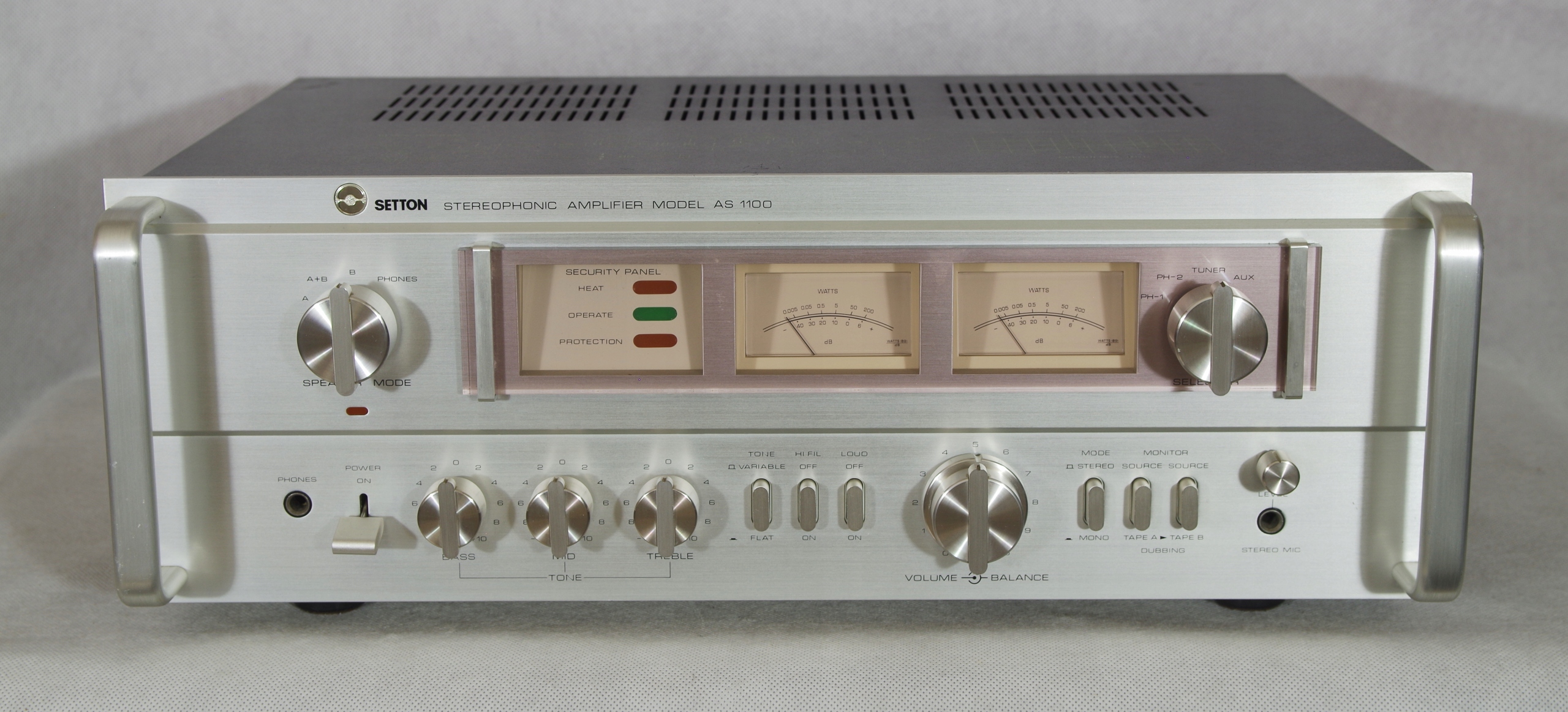 Setton AS 1100, WZMACNIACZ stereo, VINTAGE, wychyły Model AS 1100