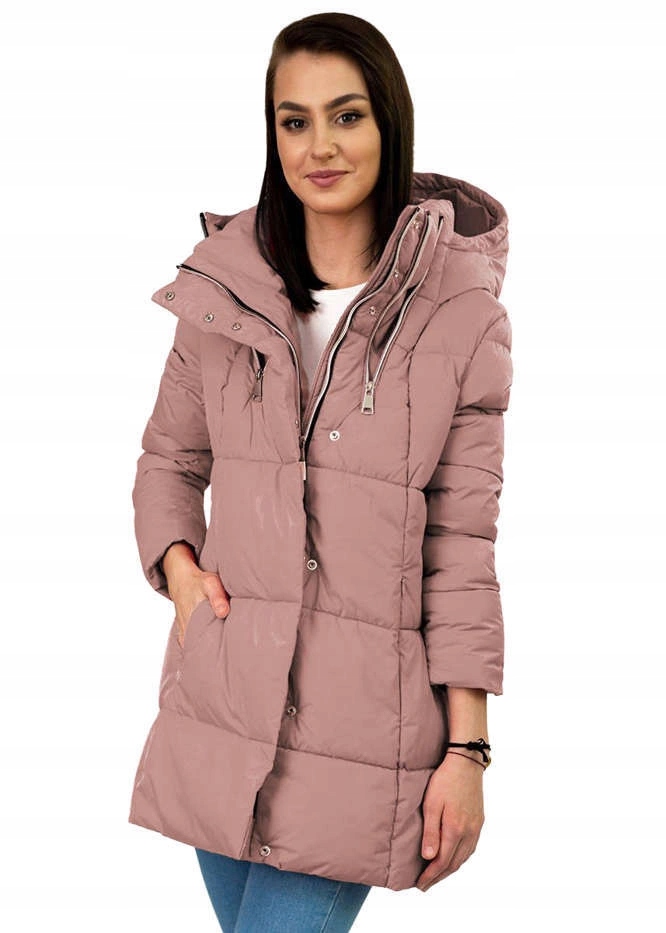 Krátká Zimní Bunda Se Zipy 7750 Růžová Ant. XL (42)