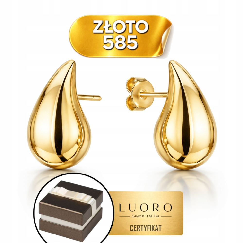 Náušnice Zlaté 585 14k Zlaté Kapky Dárek