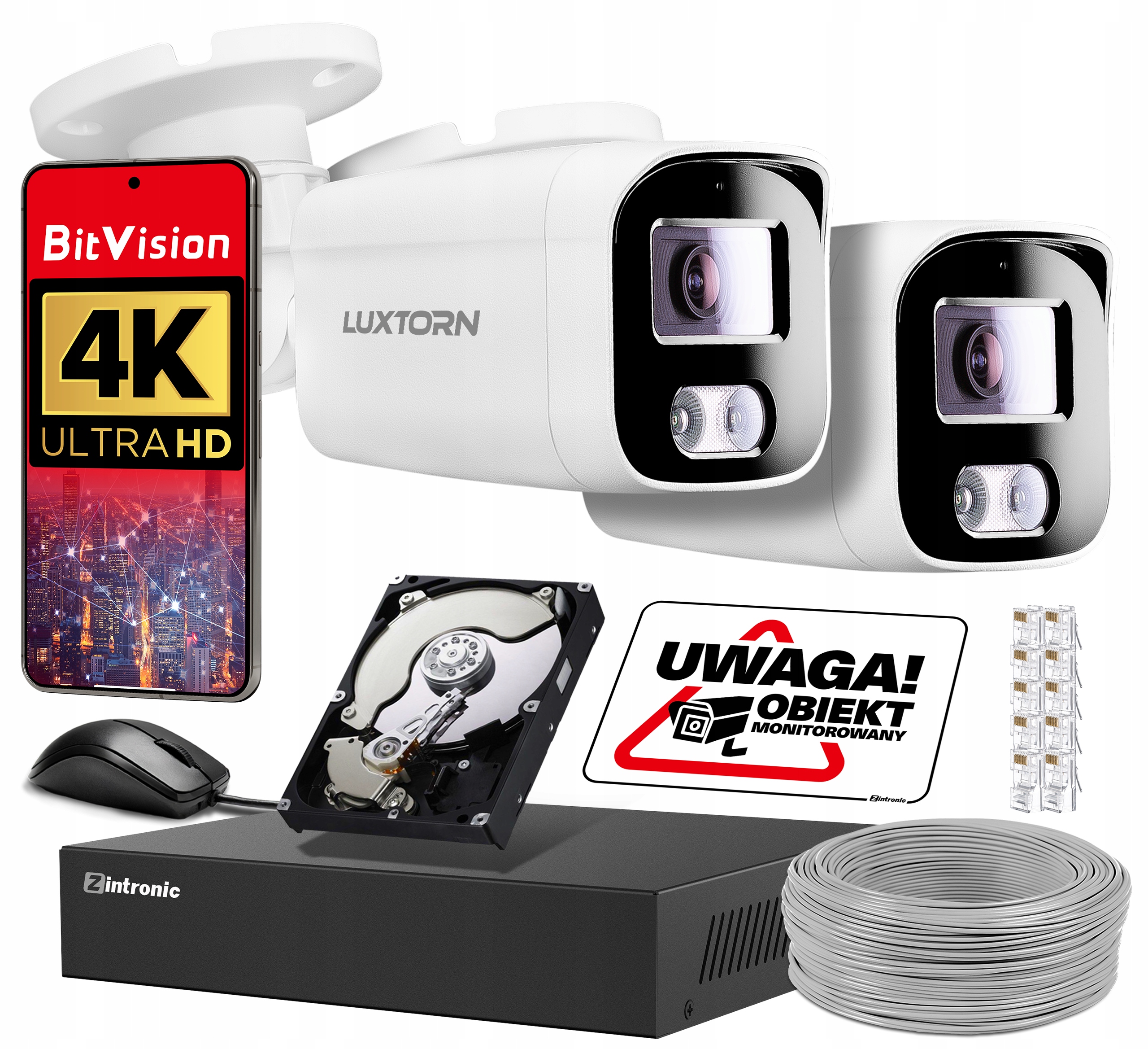 Sada Pro Monitorování Domu 8Mpx Ip Poe 2 Venkovní Kamery Detekce Zvuku