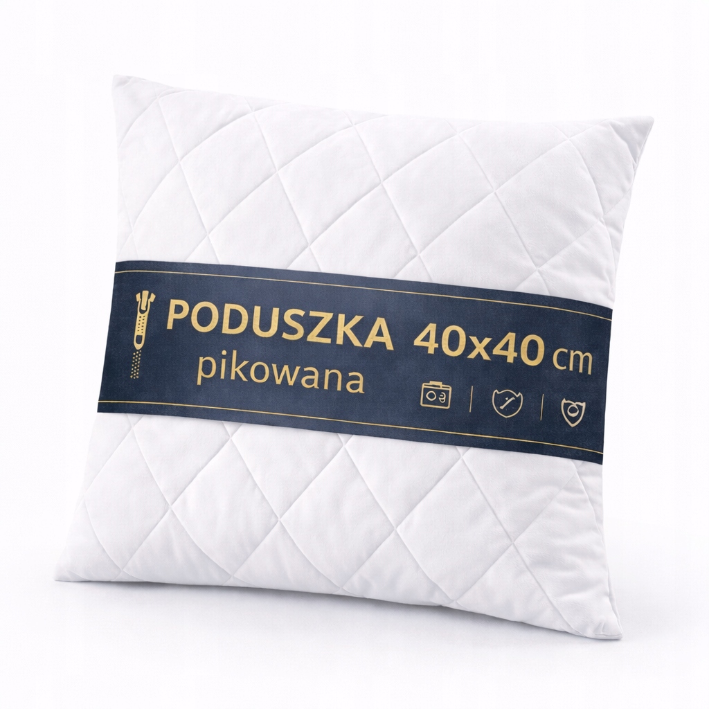 PODUSZKA PIKOWANA 40x40 ANTYALERGICZNA GRUBA ZAMEK