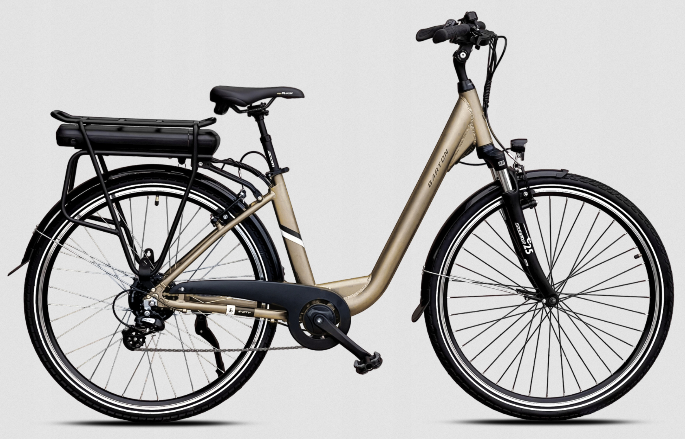 Rower Elektryczny Barton E-City 28" 468Wh Różowe Złoto Miejski E-Bike