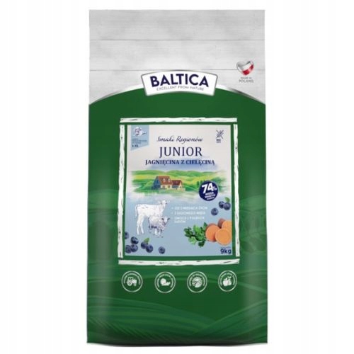 Baltica Junior L/XL Jagnięcina z cielęciną 9kg Karma Sucha Dla Psa
