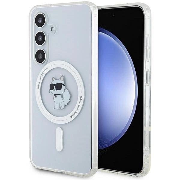 Pouzdro Karl Lagerfeld IML Choupette MagSafe pro Samsung Galaxy S24 průsvitné