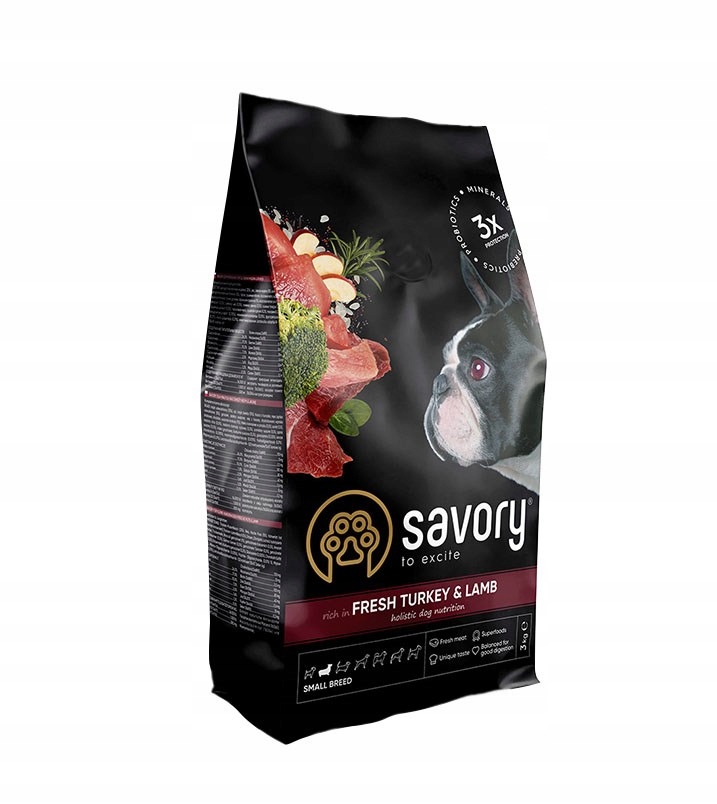 Levně Savory suché krmivo pro psy dospělé, krůta , malá plemena 3 kg