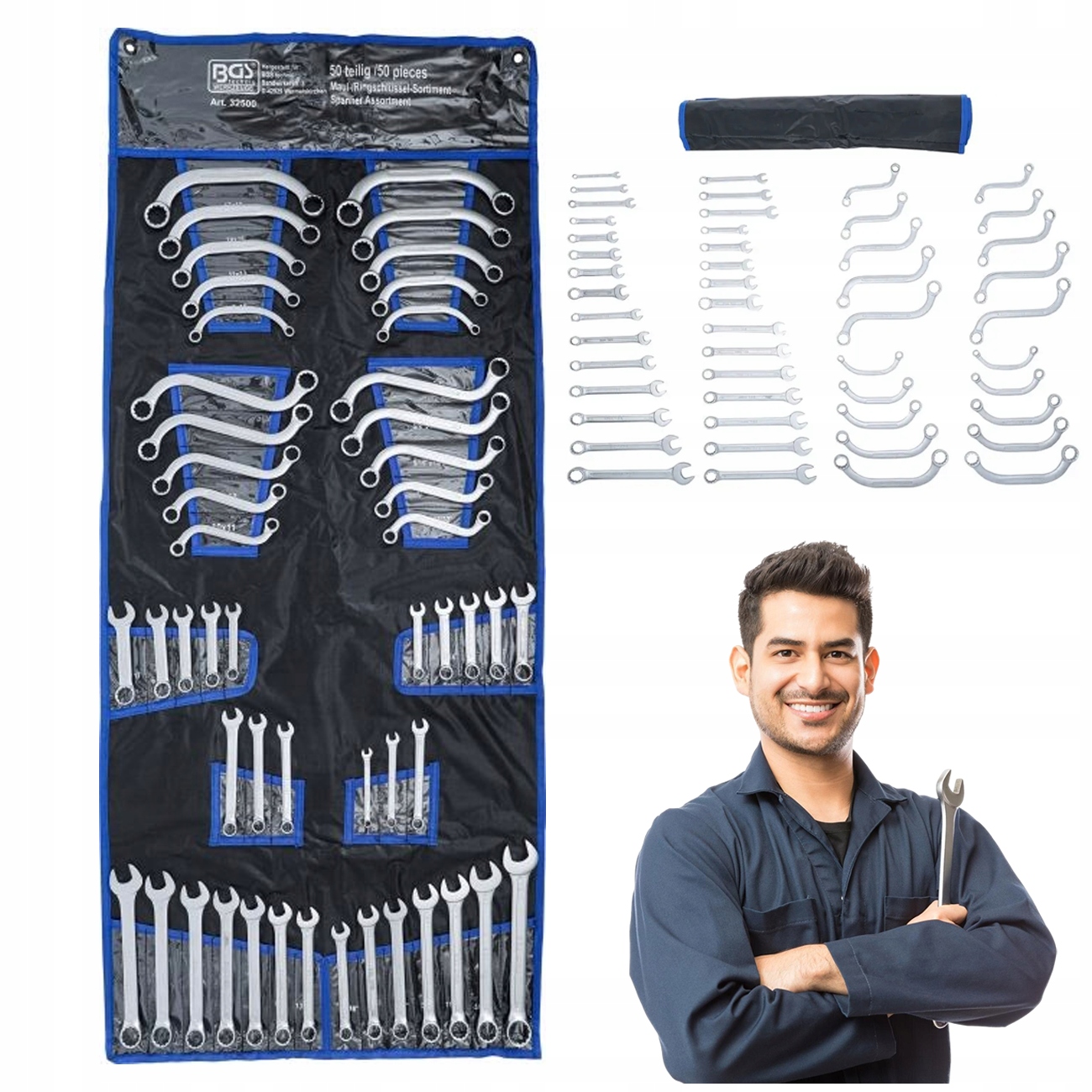 Bgs Sada plochých kľúčov palcových a metrických 50 ks