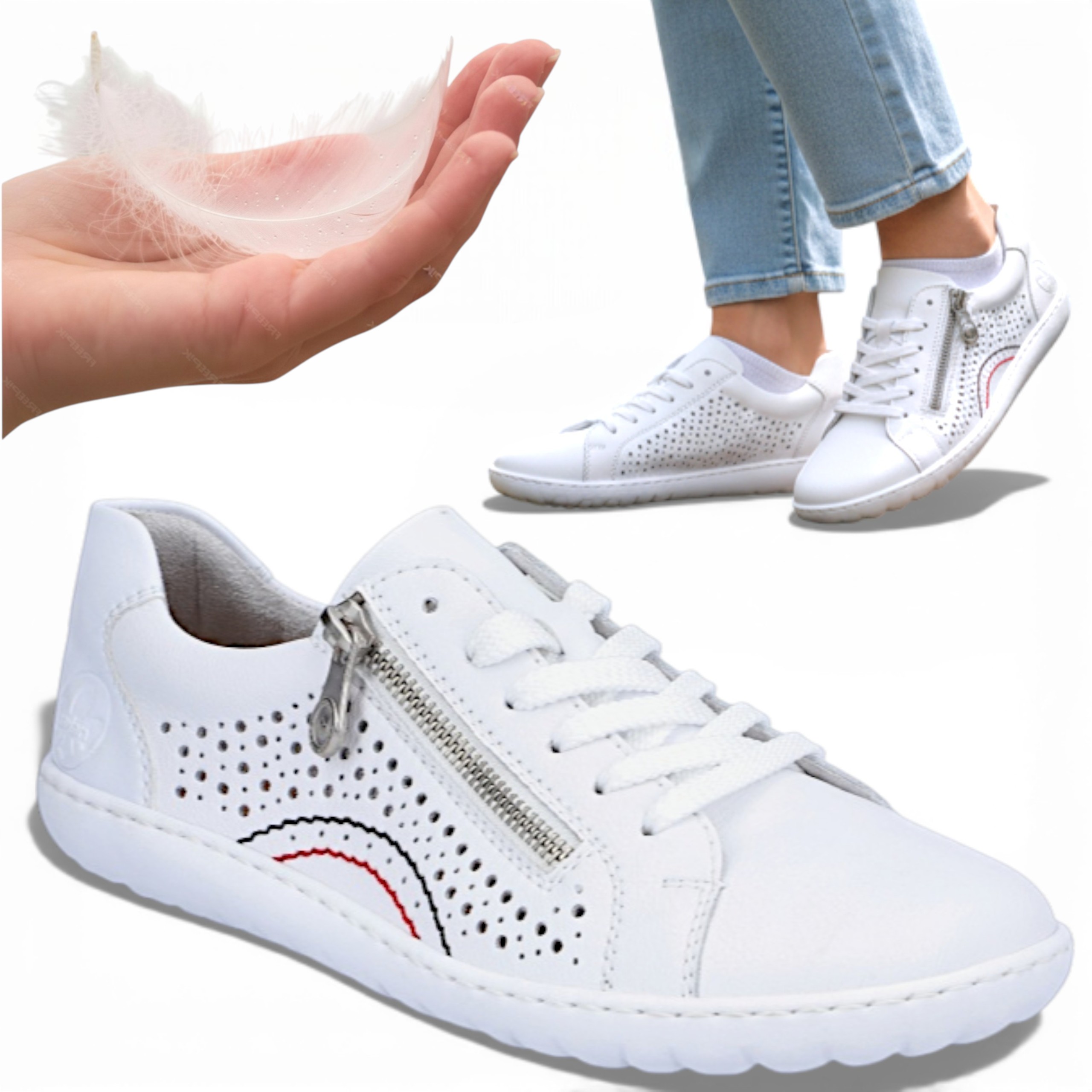 Dámské sportovní tenisky Naturalová Kůže 42 Rieker Prodyšné polobotky