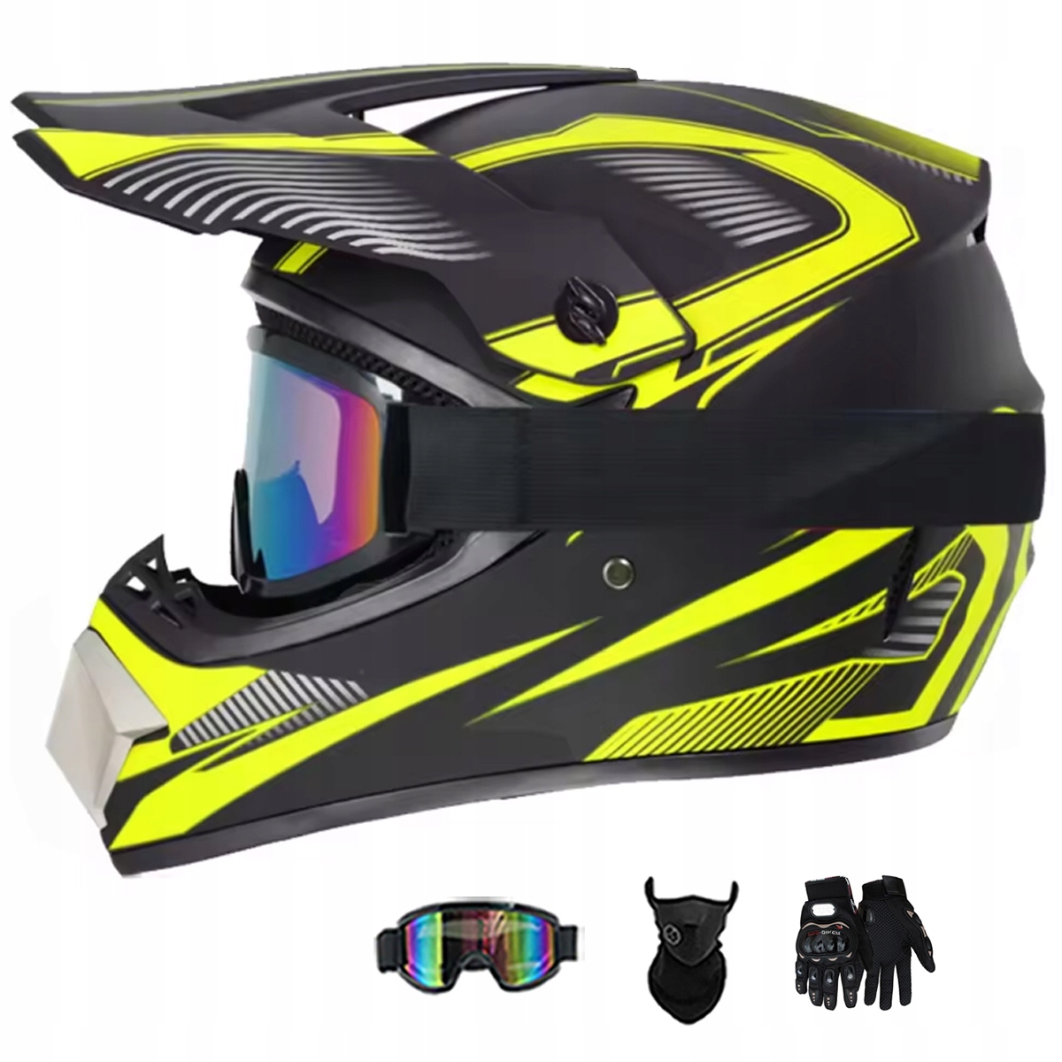 Motocyklová Přilba Crossová Lehká Enduro Quada Brýle Rukavice Maska L