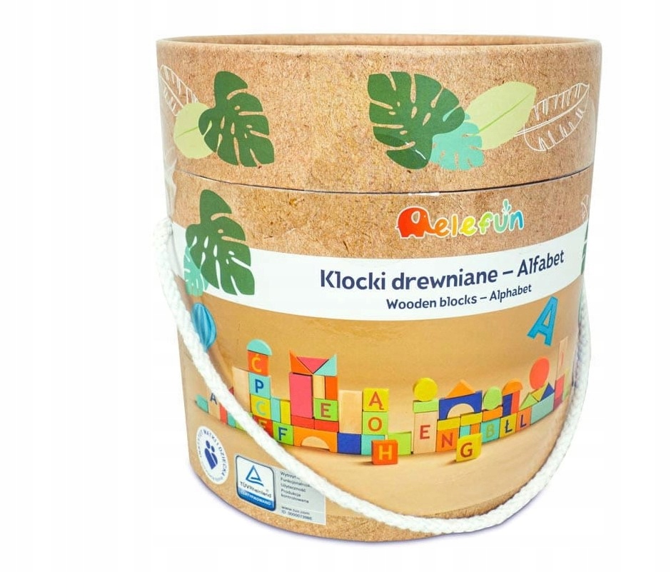 

Drewniane klocki Alfabet 80el. Elefun 12m+