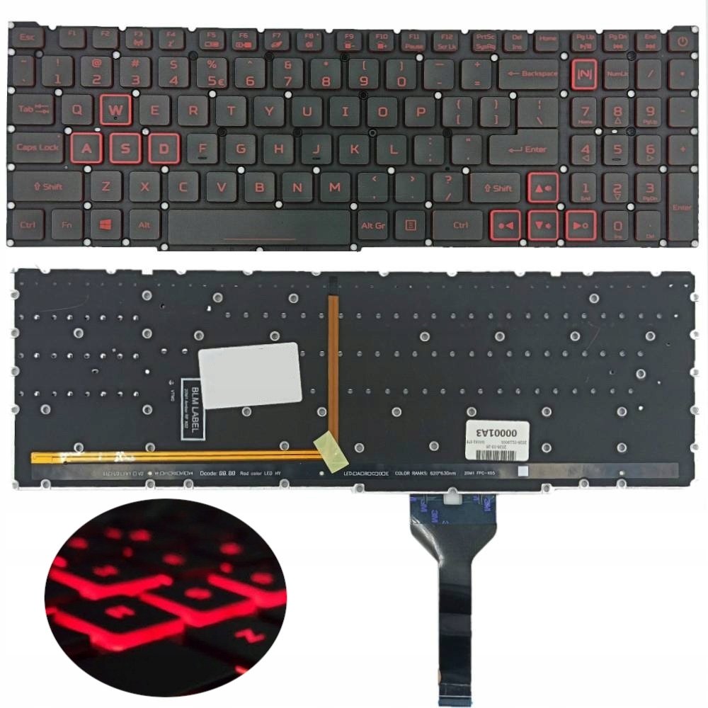 Klawiatura Do Acer Nitro AN515-58 AN515-56 AN517-41 AN517-52 Led Taśma 17MM