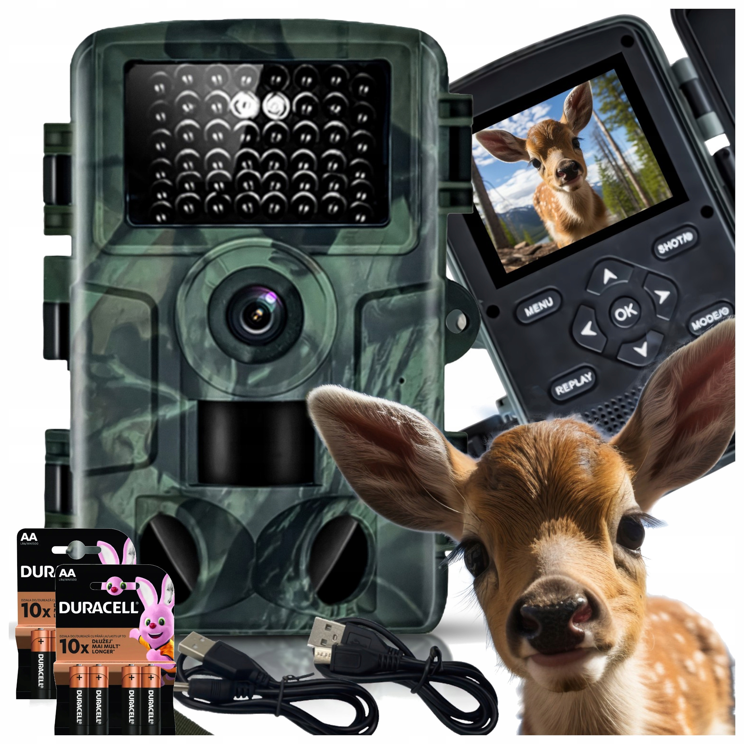 Fotopast lesní lovecká kamera Full Hd 4K ir 940nm ip66 8x Aa Duracel