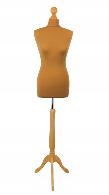 Krejčovská figurína 36 S/m karamelová Stojan na dřevo borovice lakovaný