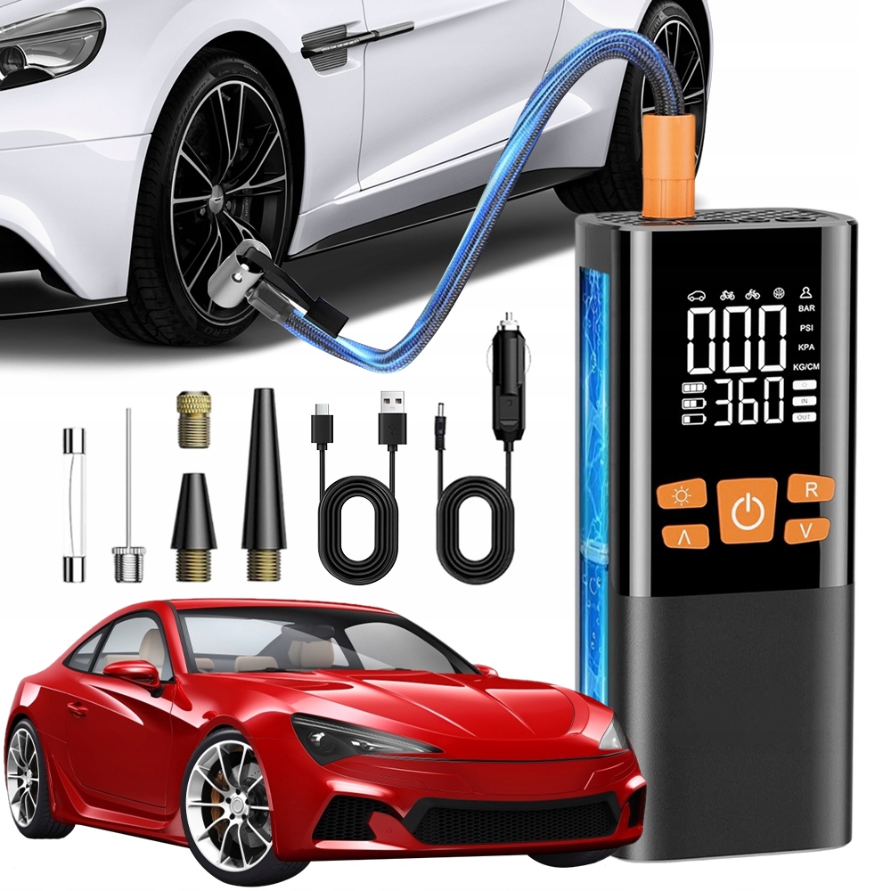 Kompresor Do Auta 3V1 Elektrická Pumpa Powerbank Kompresor 6000 mAh