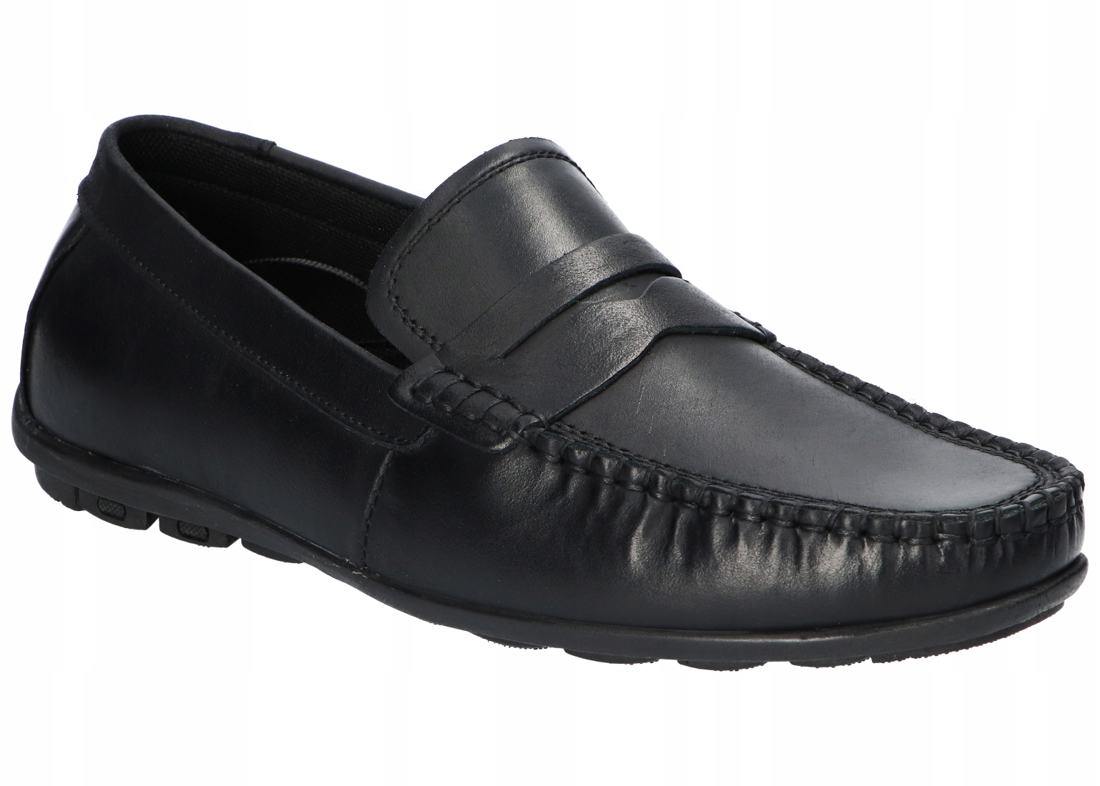 American Club CY193 Mokasíny Polobotky Pánské Kožené Boty Černé 41