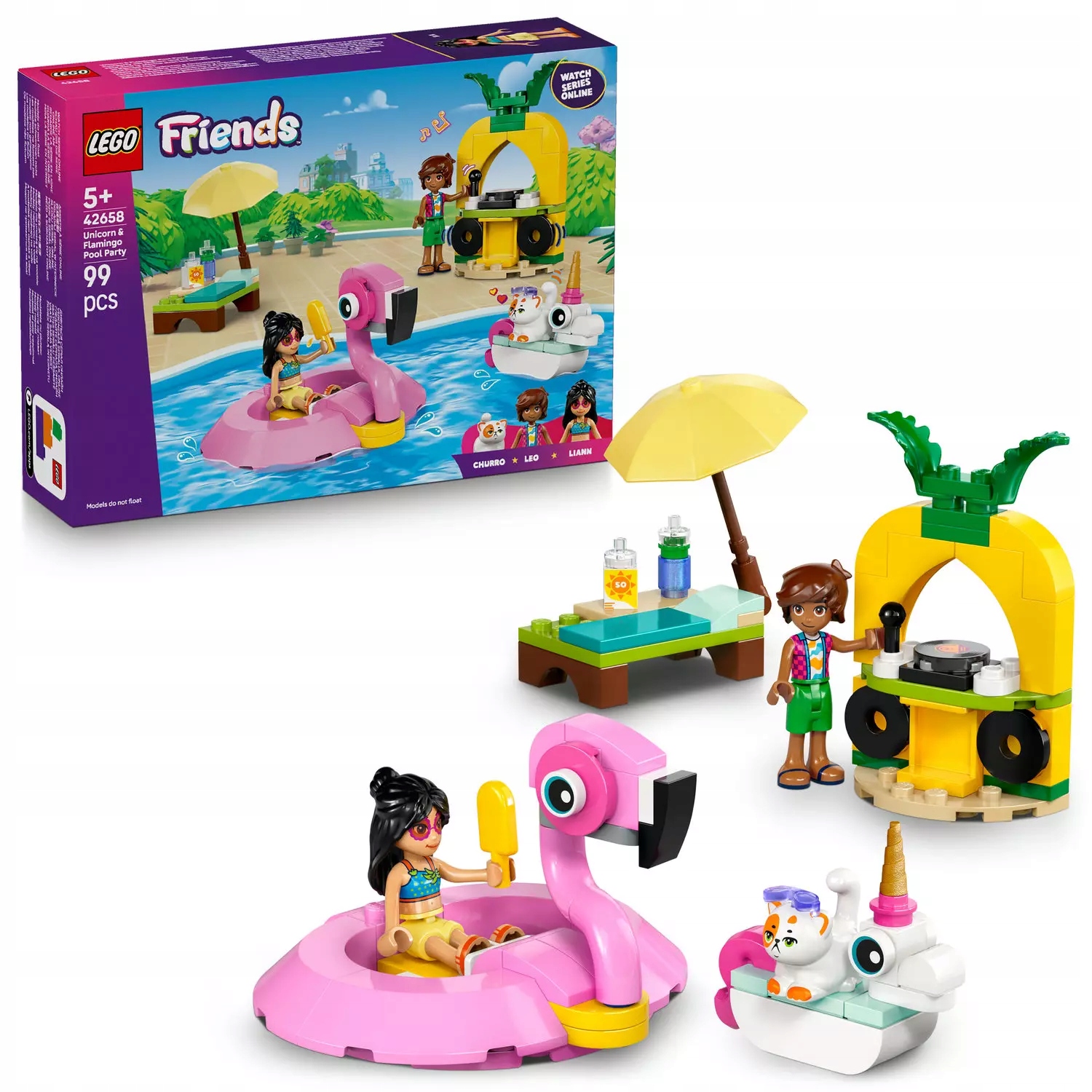 Lego Friends Párty u bazénu s jednorožcem a plameňákem 42658