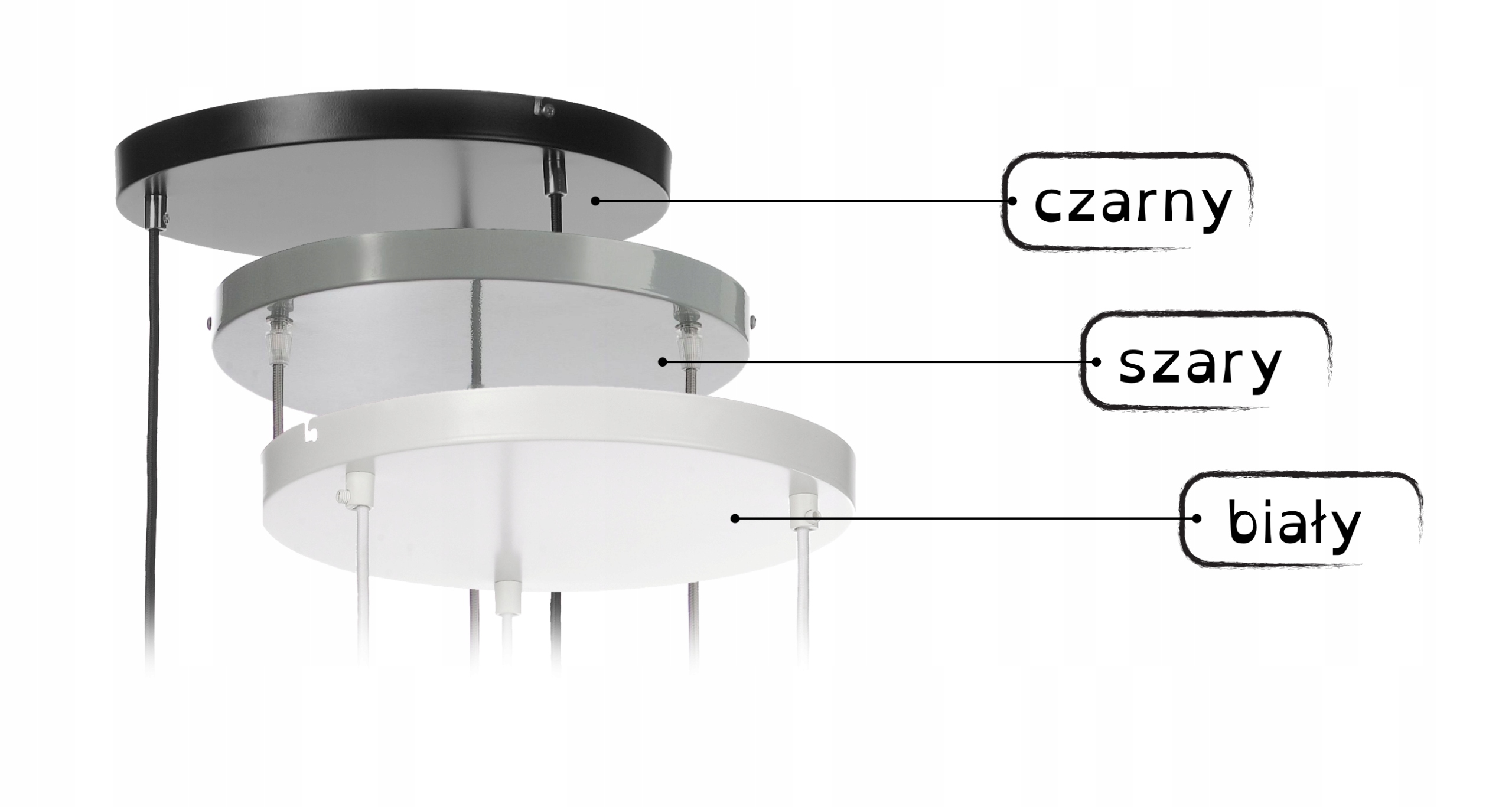 LAMPA WISZĄCA Z ABAŻURAMI 3PŁ LED EDISON KOLORY Zasilanie sieciowe