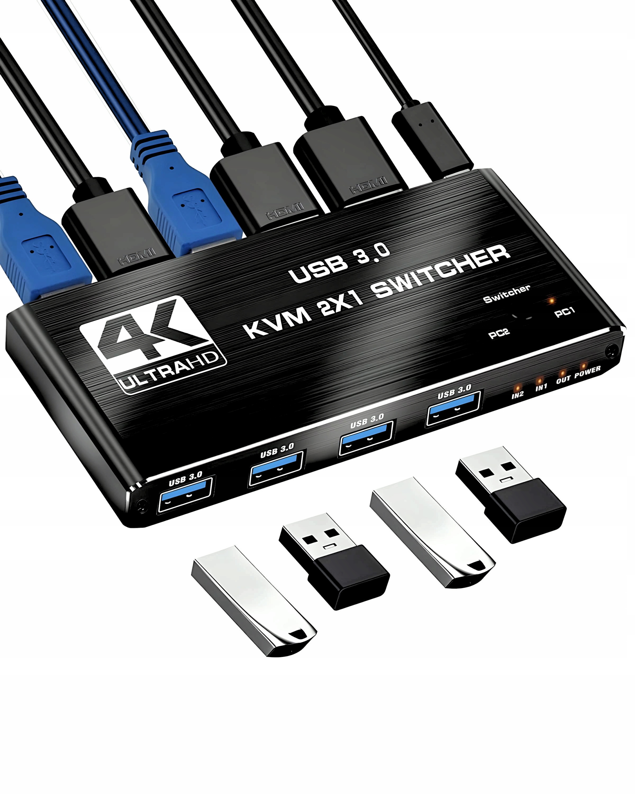 Přepínač Kvm Hdmi 2.0 4xUSB 3.0 Switch 4K/60HZ 2 Počítače 1 Monitor
