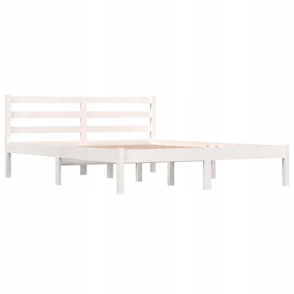 vidaXL Rama łóżka z litego drewna sosnowego, 140 x 190 cm, biała Rozmiar (cm) 140x190