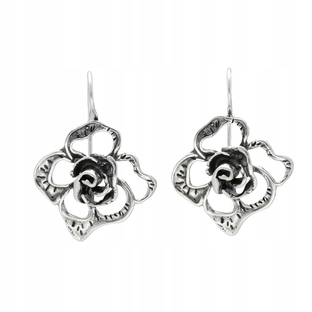 Náušnice růže stříbro oxidované