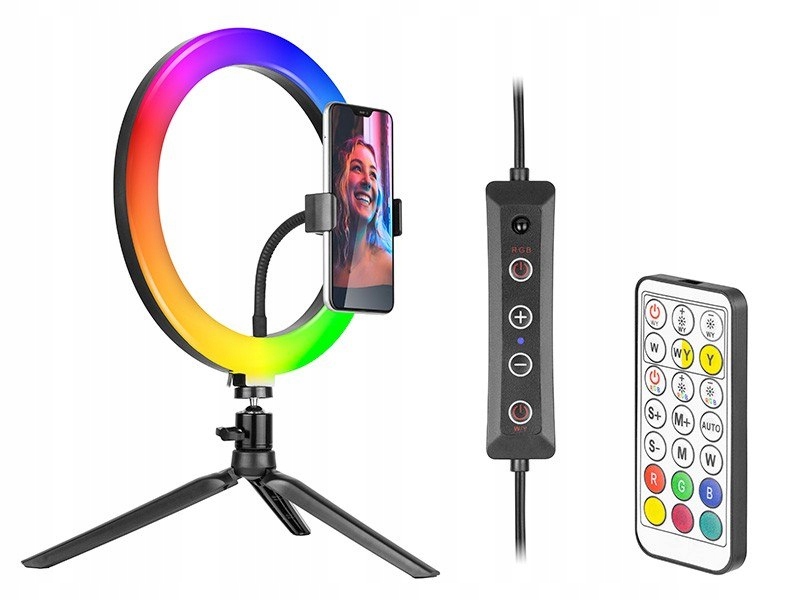 Svítilna svítilna Rgb Ring 26 cm se stativem