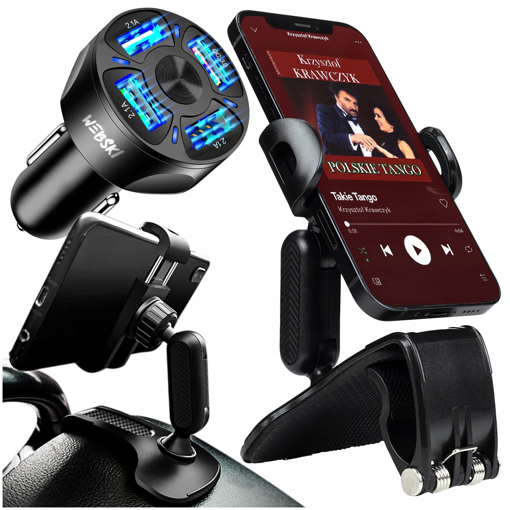 

Mocny Uchwyt Do Każdego Telefonu+ładowarka 4x Usb