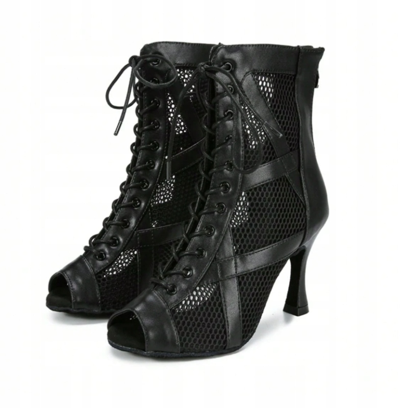 Buty taneczne damskie czarne siateczkowe 7 cm Eu 35