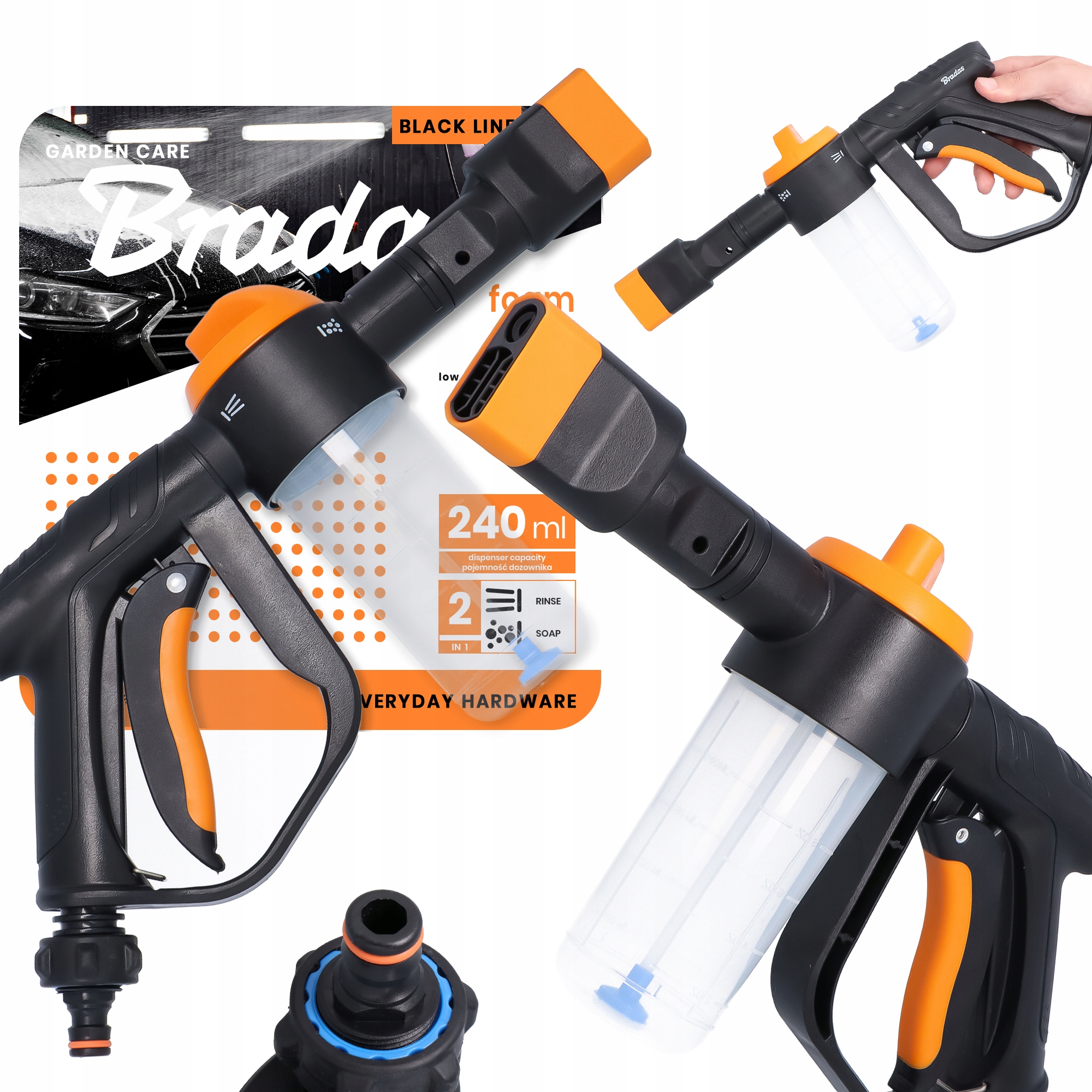 Ruční pěnovačka Nízkotlaková pro hadici Myčka Rozprašovač Výrobník Pi X9