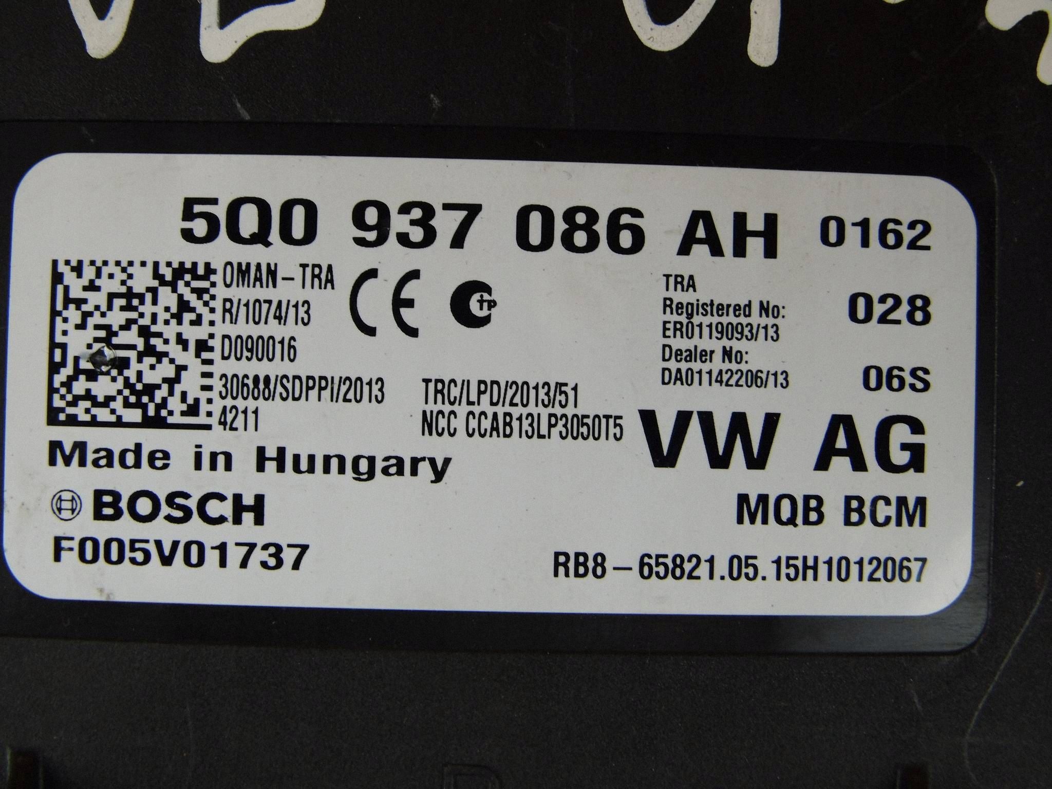 VW Skoda Seat comfort control unit control unit 5Q0937086AH