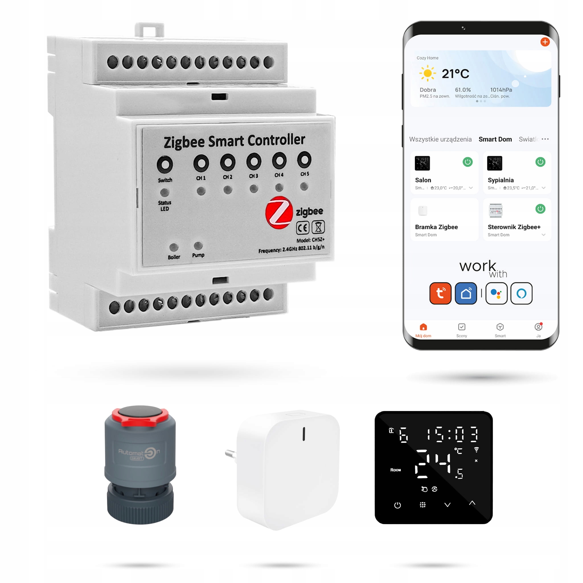 Sada pre podlahovú krytinu Zigbee Tuya 3 miestnosti s termostatmi BAT2 čierna