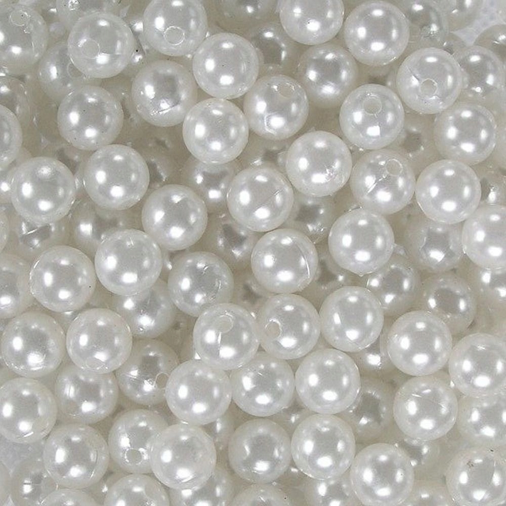 Akrylové korále Perlové 10 mm 0,5 kg Bílé