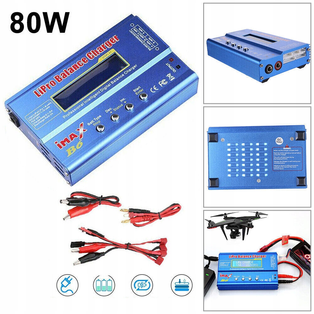 LIPO ŁADOWARKA BALANSOWA, IMAX B6 80W CYFROWY LCD ŁADOWARKA DO RÓWNOLEGŁEGO Marka Inna