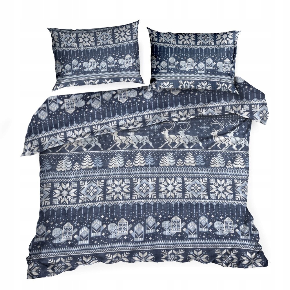 Sada povlečení vánoční Fjord 160x200 Eurofirany flanela modrá