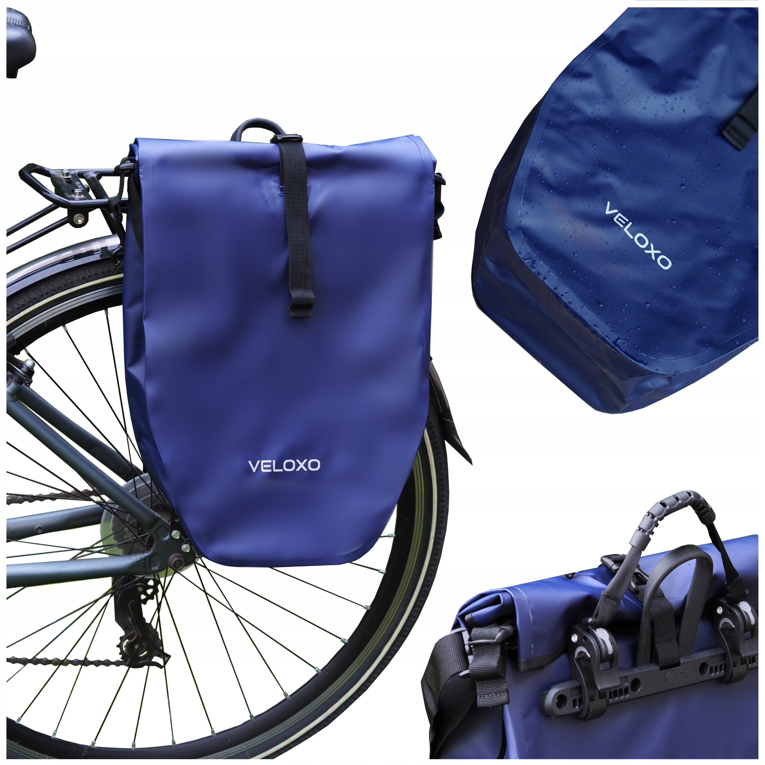 Cyklistická brašna voděodolná Veloxo 25L, taška na nosič Adventure Pro, modrá