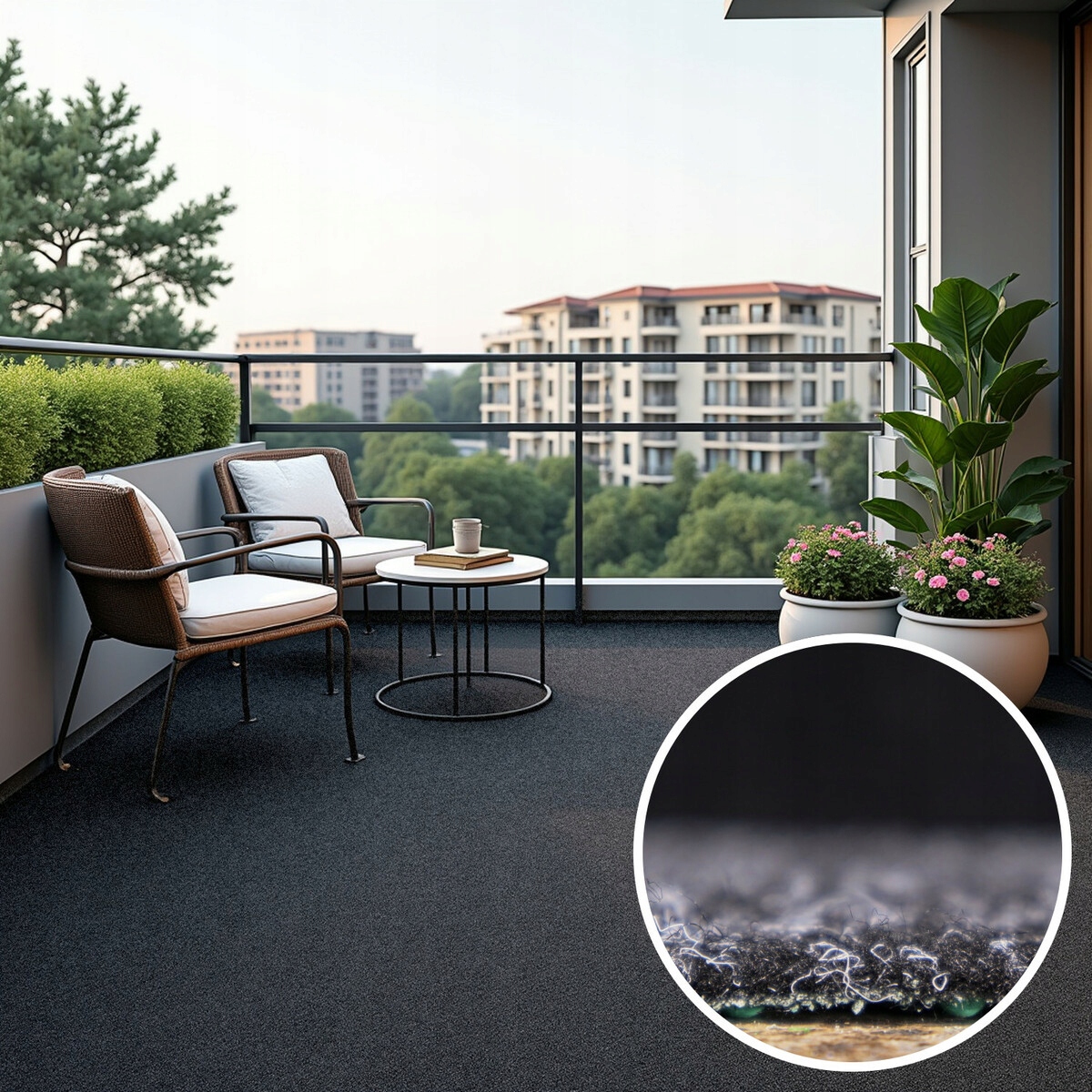 400x400 Kusový travní koberec Wembley tmavě šedý – na ven i na doma