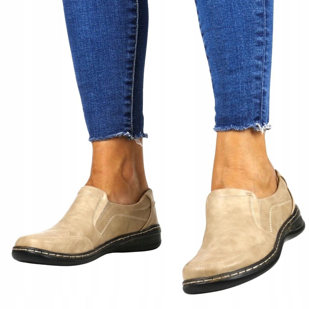 Polobotky Pohodlné Širší Haluksy Komfortní S Gumičkou Nazouvací Béžová