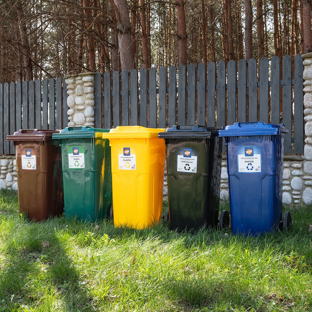 KOSZ NA ŚMIECI 120L POJEMNIK DO SEGREGACJI ODPADÓW KUBEŁ NA ŚMIECI PLASTIKI Głębokość produktu 53 cm