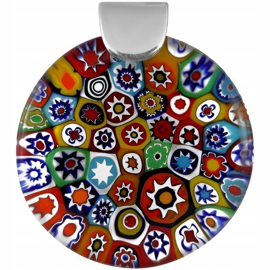 Dámský vícebarevný přívěsek Harf sklo murano kolečko