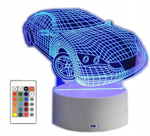 

Lampka nocna Auto 3D Led 16 kolorów + Pilot