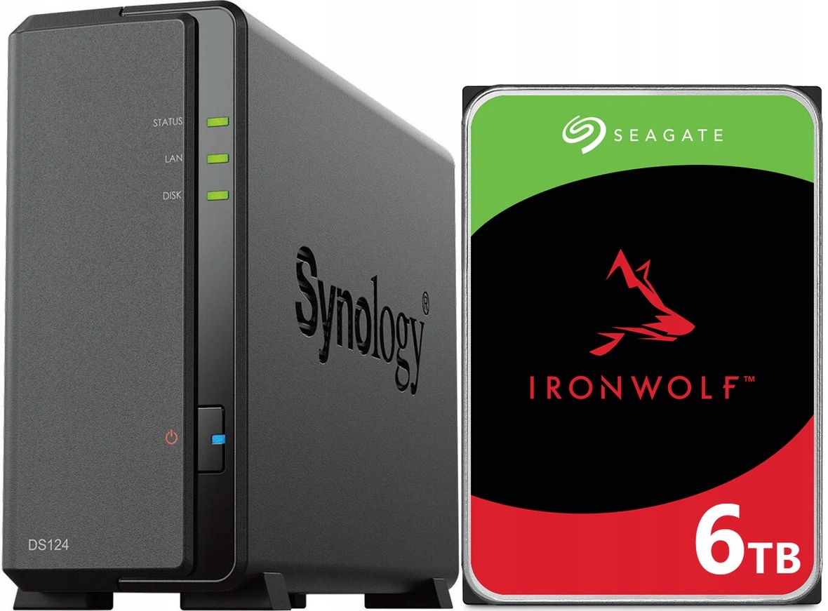 Nas server Synology DiskStation DS124 s 6TB diskem Seagate IronWolf