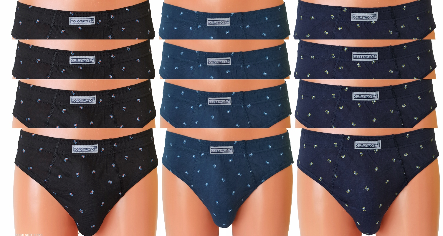12 x Majtki slipy męskie Cotton World bawełna XXL